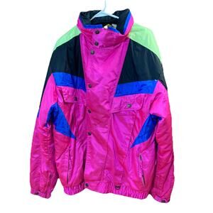 Sunice Ski Jacket Vtg Women’s Sz XL discipline Colorblock Pink Black Coat 80s 90